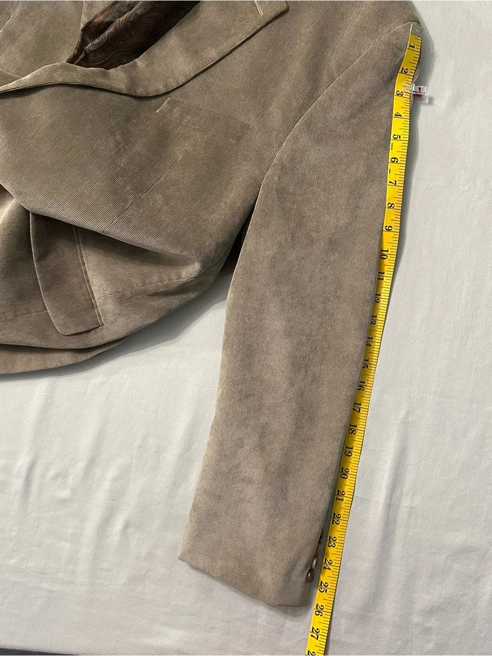 Lauren Ralph Lauren Corduroy Blazer Men 50R Tan Beige Paisley Lined Sport Coat